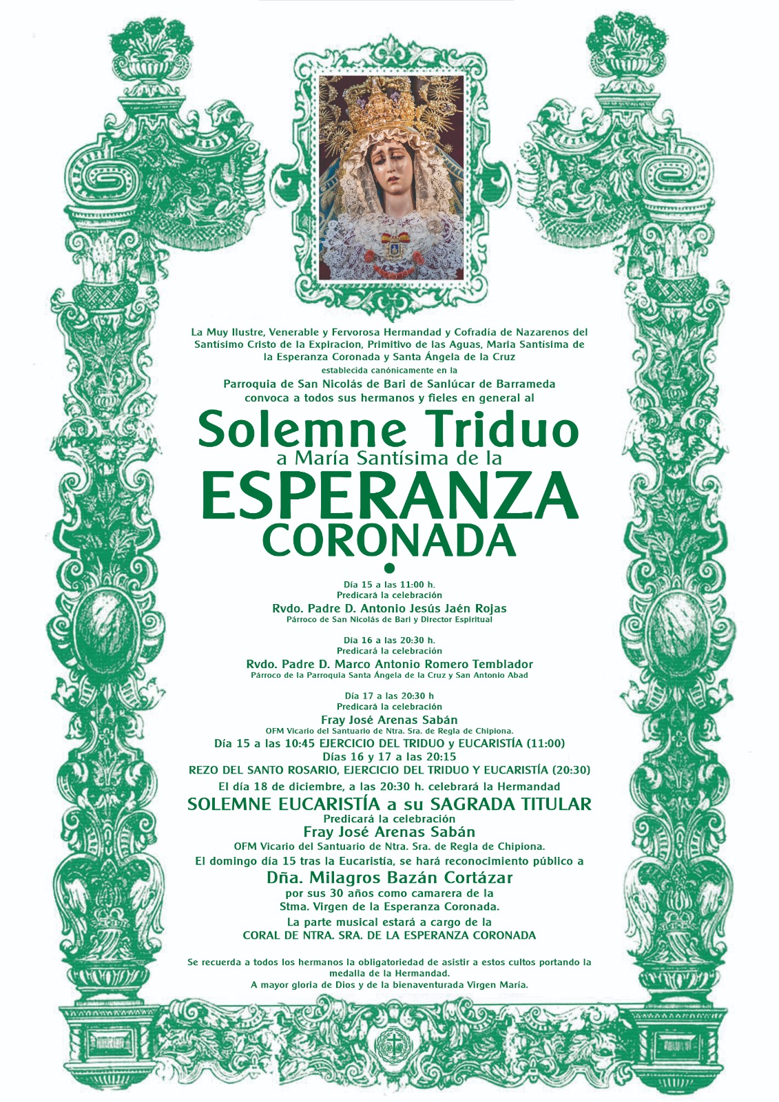 TRIDUO A MARIA SANTSIMA DE LA ESPERANZA CORONADA